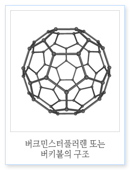 버크민스터풀러렌(Buckminsterfullerenes) 또는 버키볼(buckyballs)의 구조
              / 출처 : NAVER 지식백과