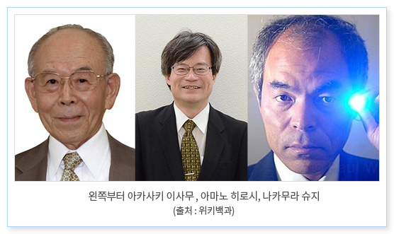 왼쪽부터 아카사키 이사무 , 아마노 히로시, 나카무라 슈지 / 출처: 위키백과